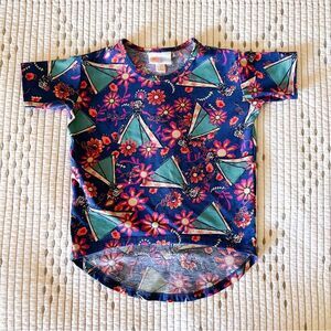 LulaRoe Disney Princess Elsa - Girls Size 2 - Gracie T-Shirt Blue Floral Top